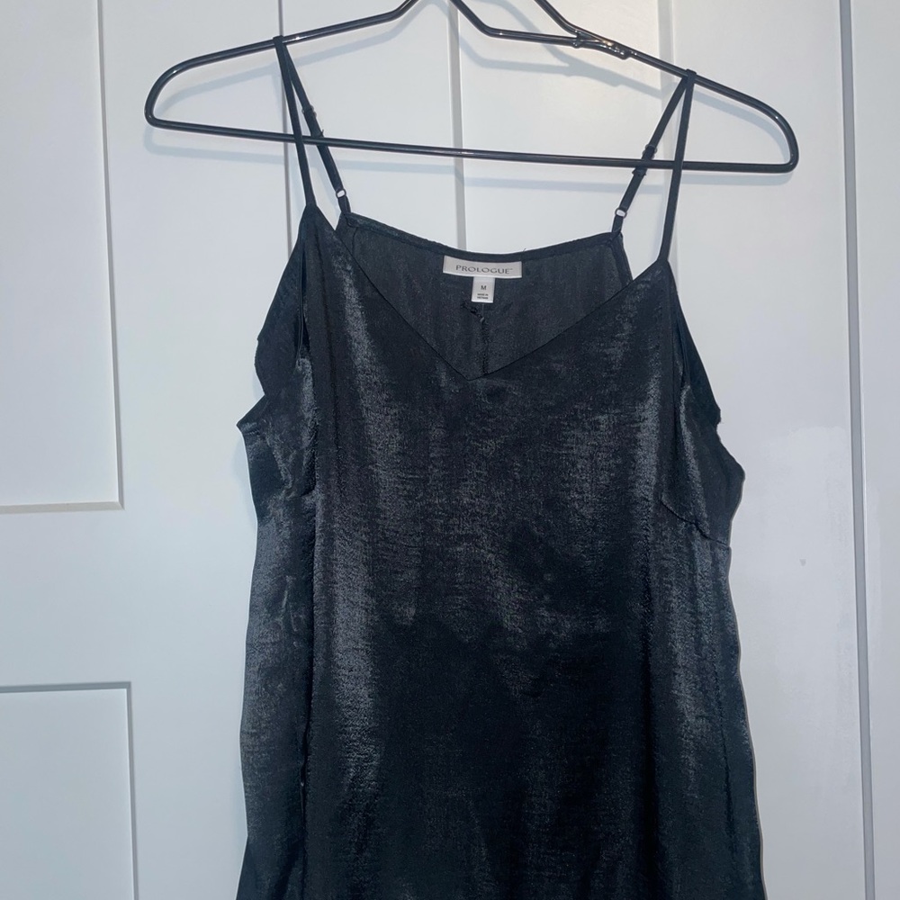 Silky, shiny black tank- never worn!